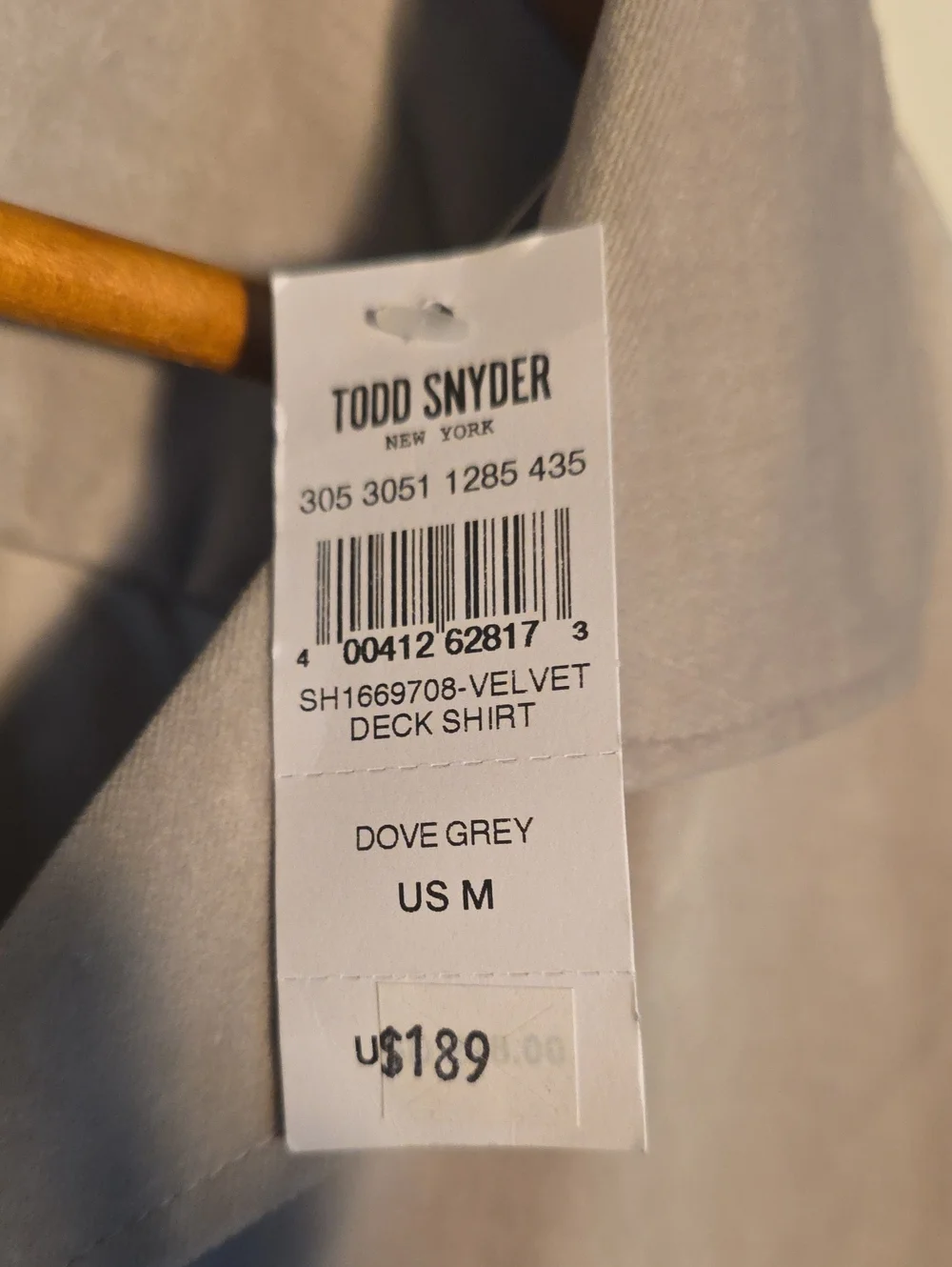 NWT Todd Snyder Medium Dove Gray Velvet Deck Shirt Jacket 100% Cotton